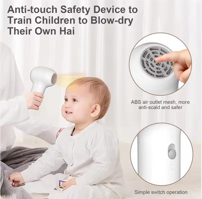 A55X-Charging Base Cordless Hair Dryer For Baby, Gentle Airflow Mini Portable Travel Design, Small Dryer