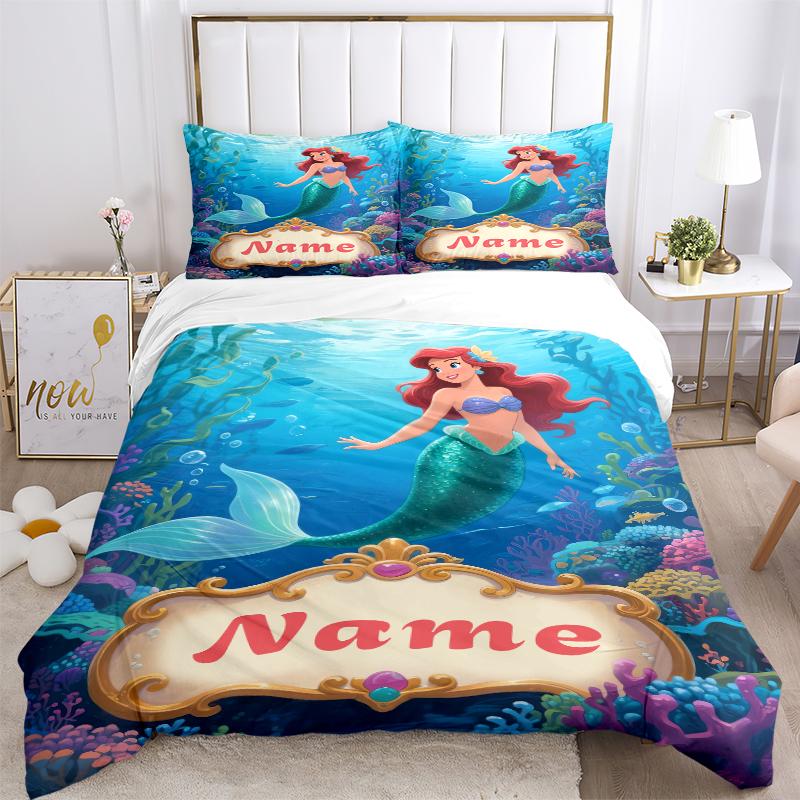 Custom Textile Mermaid Garden Bedding 3 Piece Set HD Print Duvet Cover Pillowcases for Teens Adult Bedroom Decoration