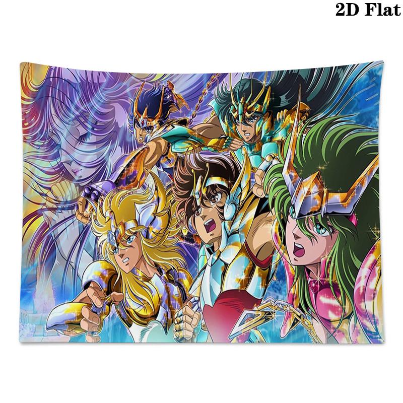Anime Saint Seiya Wall Tapestry Aesthetic Wall Hanging Printed Fabric Blanket Decorative Tapestries for Bedroom Living Room Home Decor