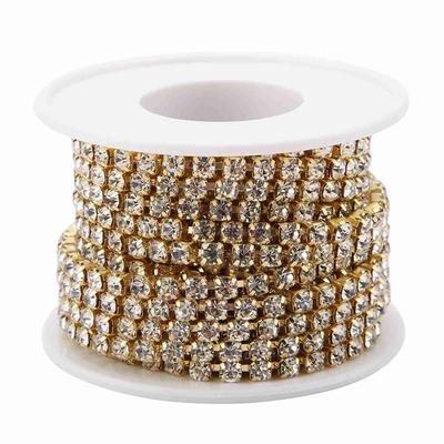 SS16 5-jardowy rolka Kryształowy łańcuch z cyrkoniami DIY Moda Łańcuch kubeczkowy Blisko Złote Akcesoria Odzieżowe