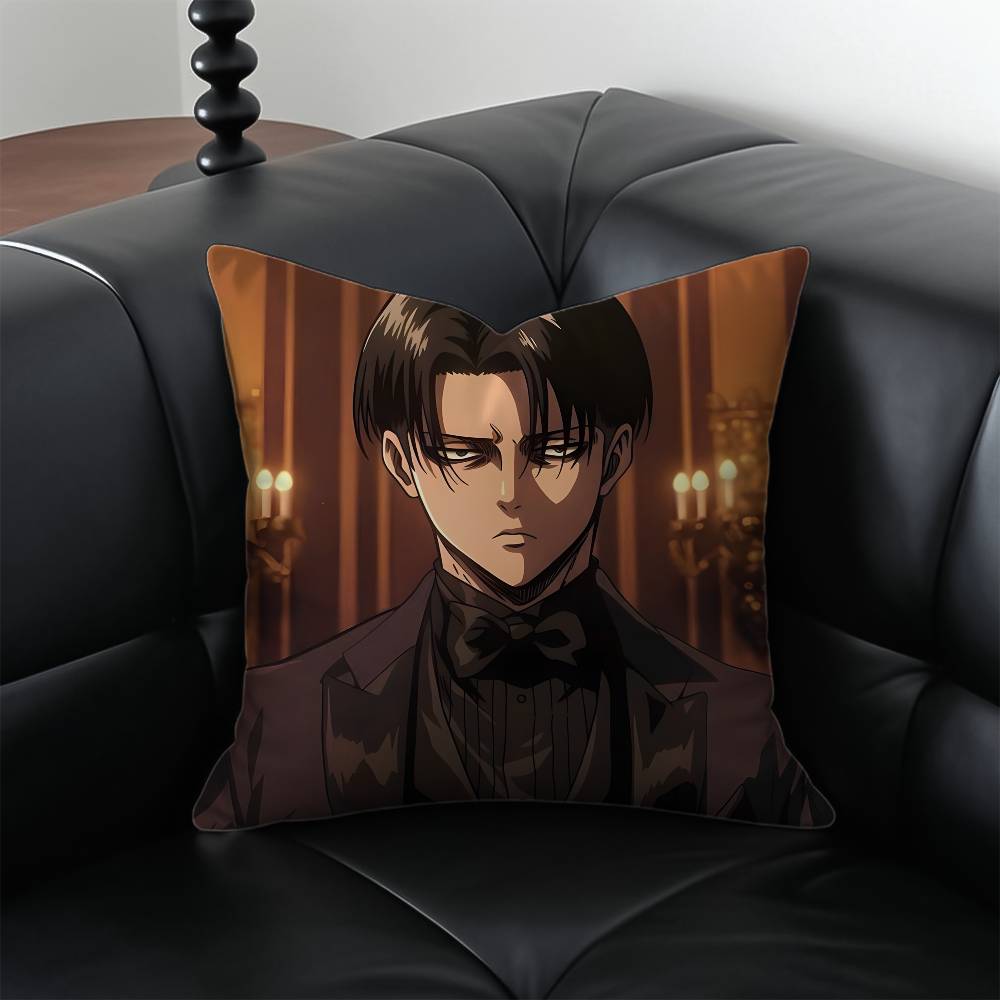 1 Stück Levi Ackerman Attack on Titan Kissenbezug, milbenabweisend, mit verdecktem Reißverschluss, seidig-kurzplüschig, Sofakissenbezug