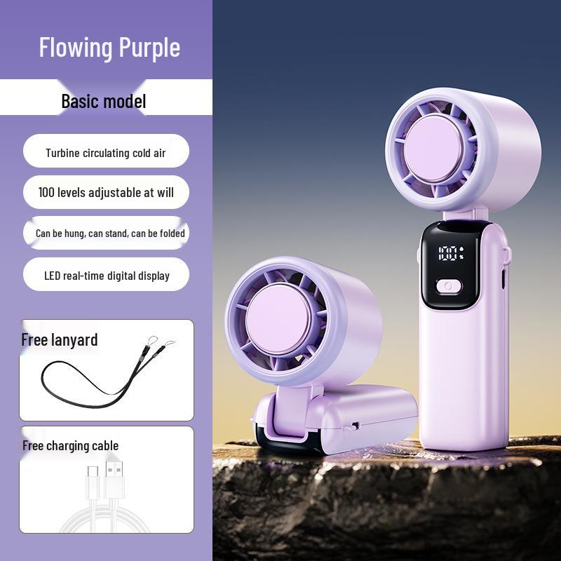 

2025 Foldable High-Speed Handheld Fan with USB & Digital Display for Outdoor Cooling 100-Speed Hurricane + Foldable + Wearable Necklace