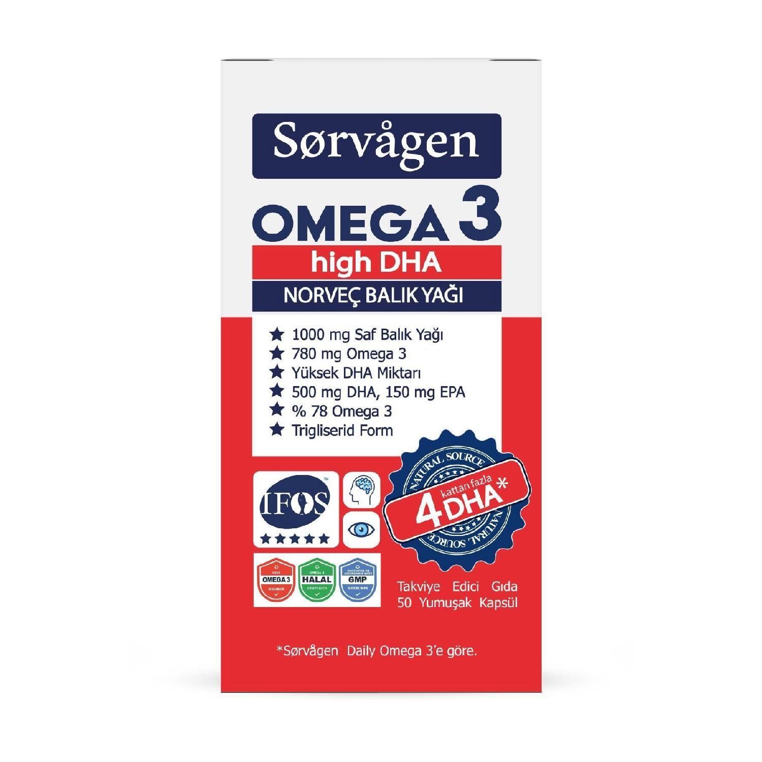 

Omega 3 High Dha Pure Norwegian Fish Oil, 50 Capsules, 1000 Mg