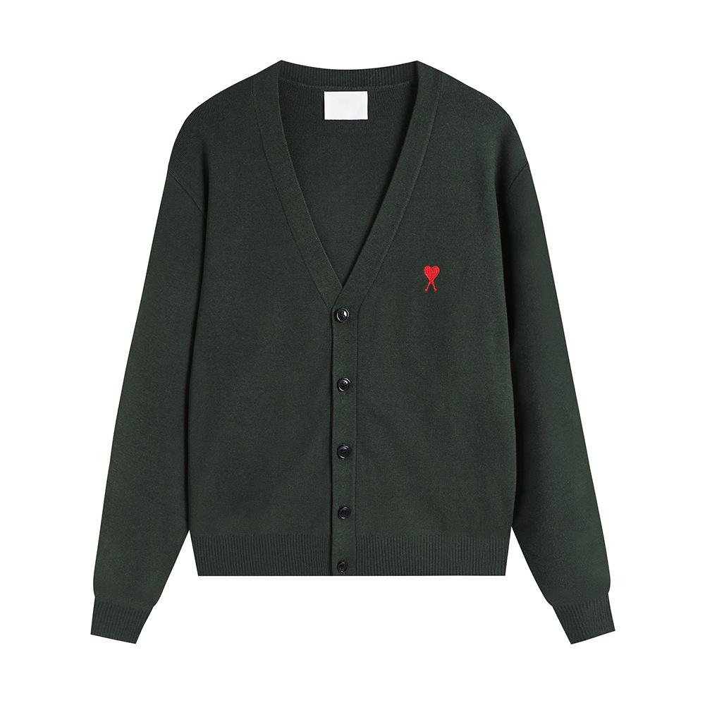 Klassischer Strick-Cardigan mit Herz-Stickerei - Unisex Lockerer Pullover