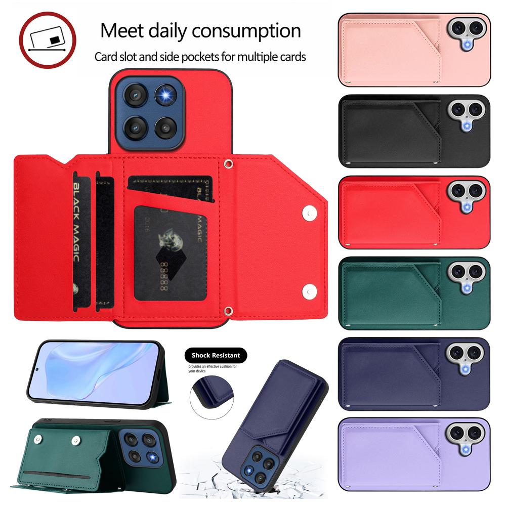 Card Slots Back Case For Moto Edge 60 Fusion 60S 50 Pro S50 Neo X50 Ultra G Play Magnetic Button-Flip Leather Wallet Phone Cover