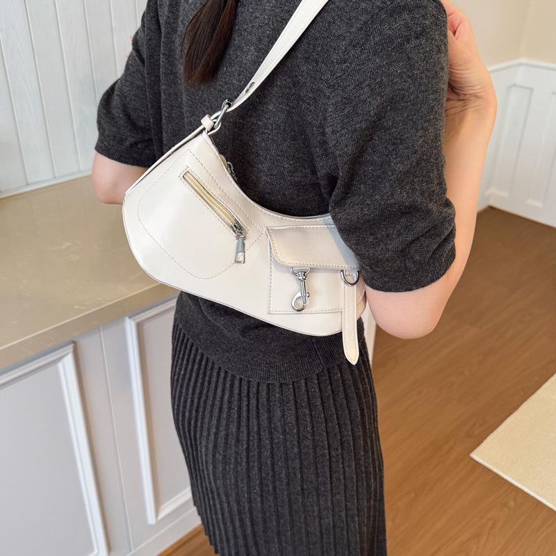 Popular 2025 Summer New Zipper Decorative Women's Underarm Dumpling Bag Trendy Personalized Street Underarm Bag