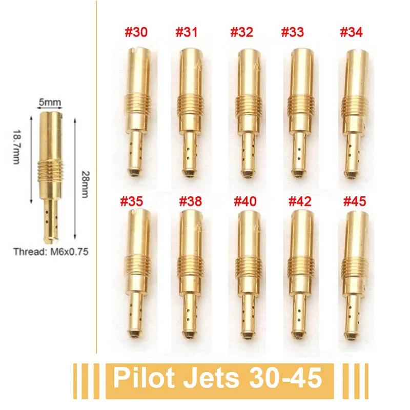 Pack of 10pcs Motorcycle Carburetor Main Jets Slow Pilot Jets M4 M5 6mm Thread for PWK Keihin OKO CVK Carb Set Injector Nozzle