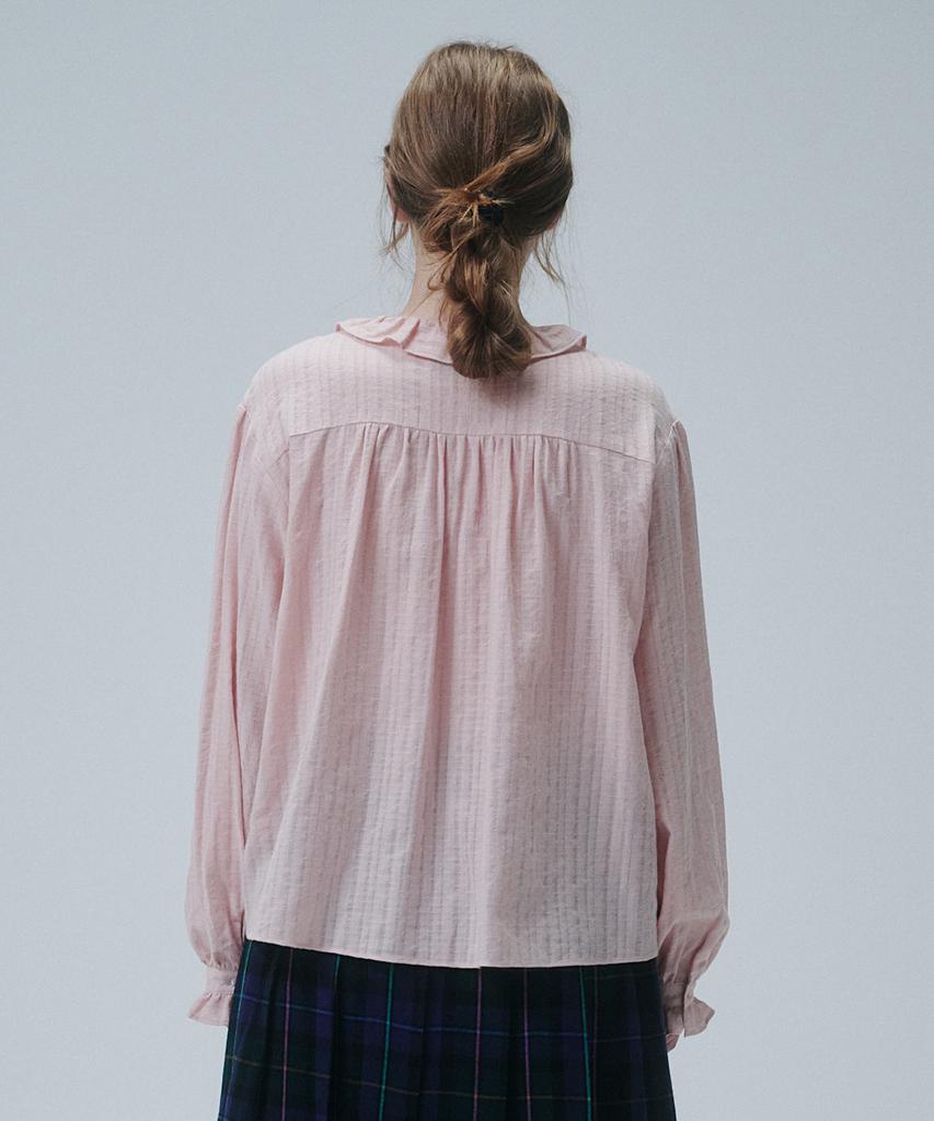 FUNFROMFUN Frill Neck Blouse, Pink