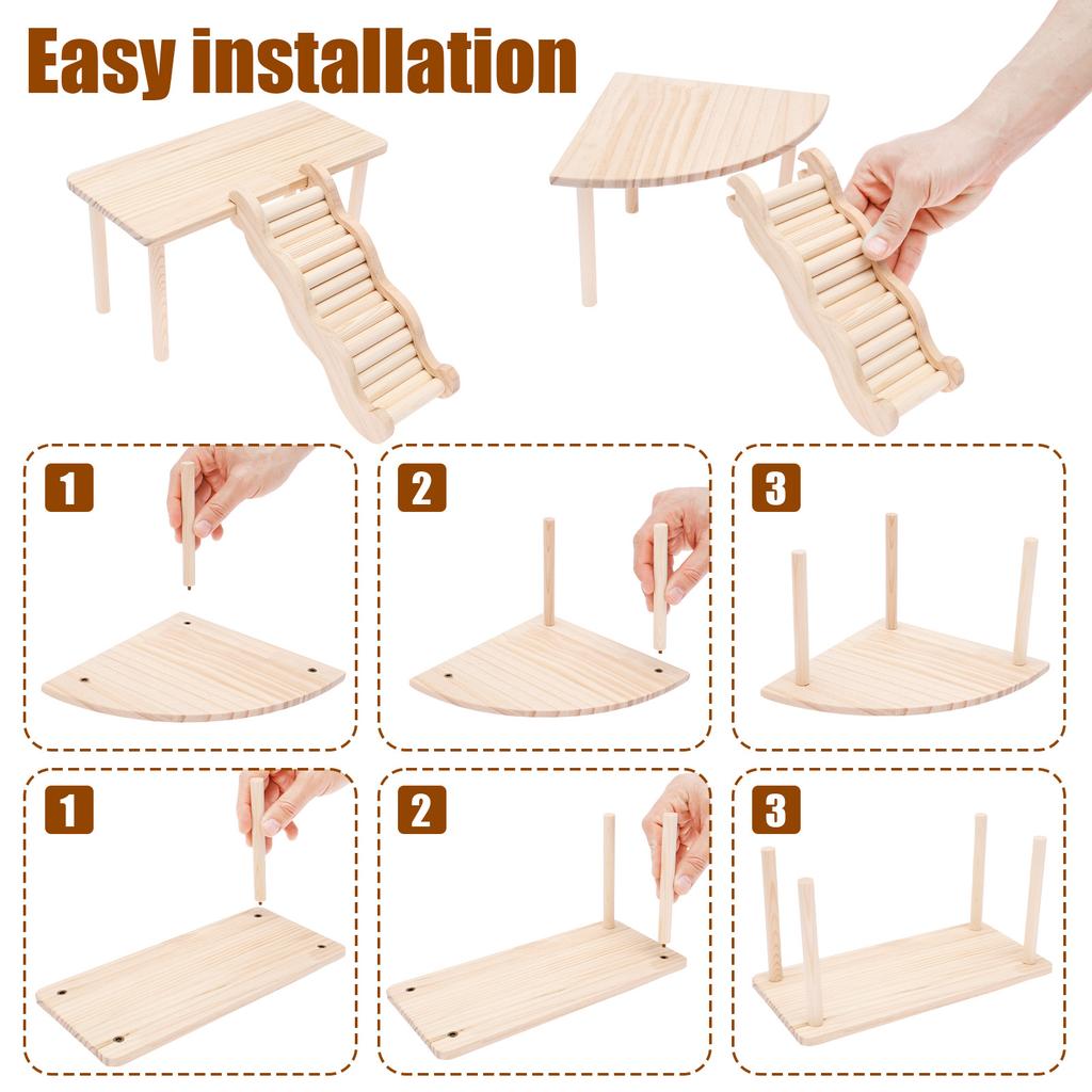 Wooden Hamster Ladder Platform Jumping Board Playground Hamster Climbing Stairs Toy Cage Accessories for Gerbils Small Pets