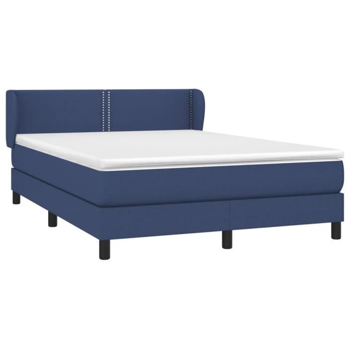 3126163 vidaXL Lit à sommier tapissier avec matelas Bleu 140x190 cm Tissu