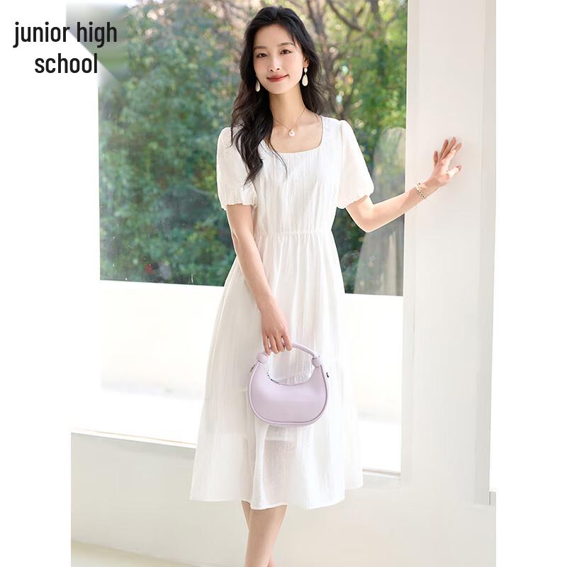 

Women s Square Neck Solid Color Midi Dress L