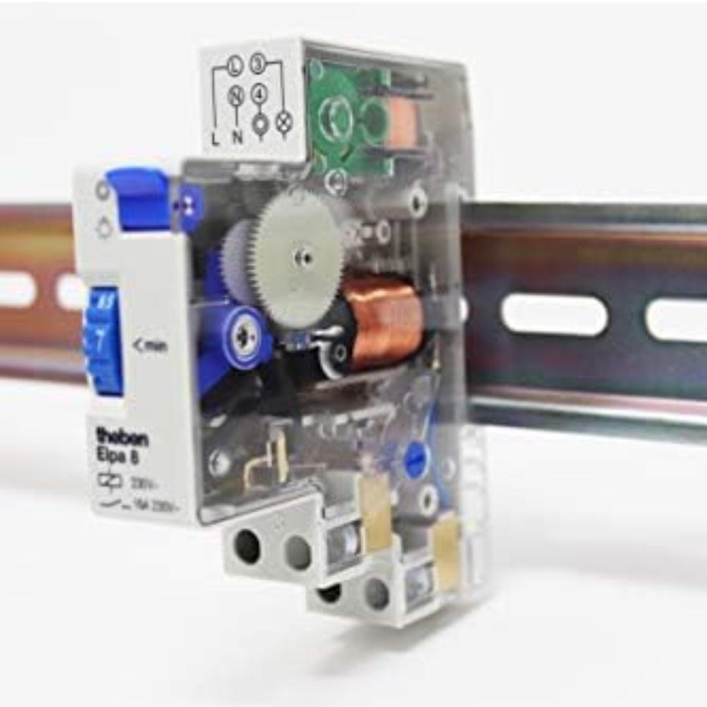 230V Mechanical Stair Light Timer Relay Switch with DIN Rail Mounting for Staircase and Display Lighting Automation
