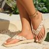 Rivet Decor Flat Slippers for Women Plus Size Light Thick Sole Platform Flip Flops Woman Summer Comfort Non Slip Beach Slippers