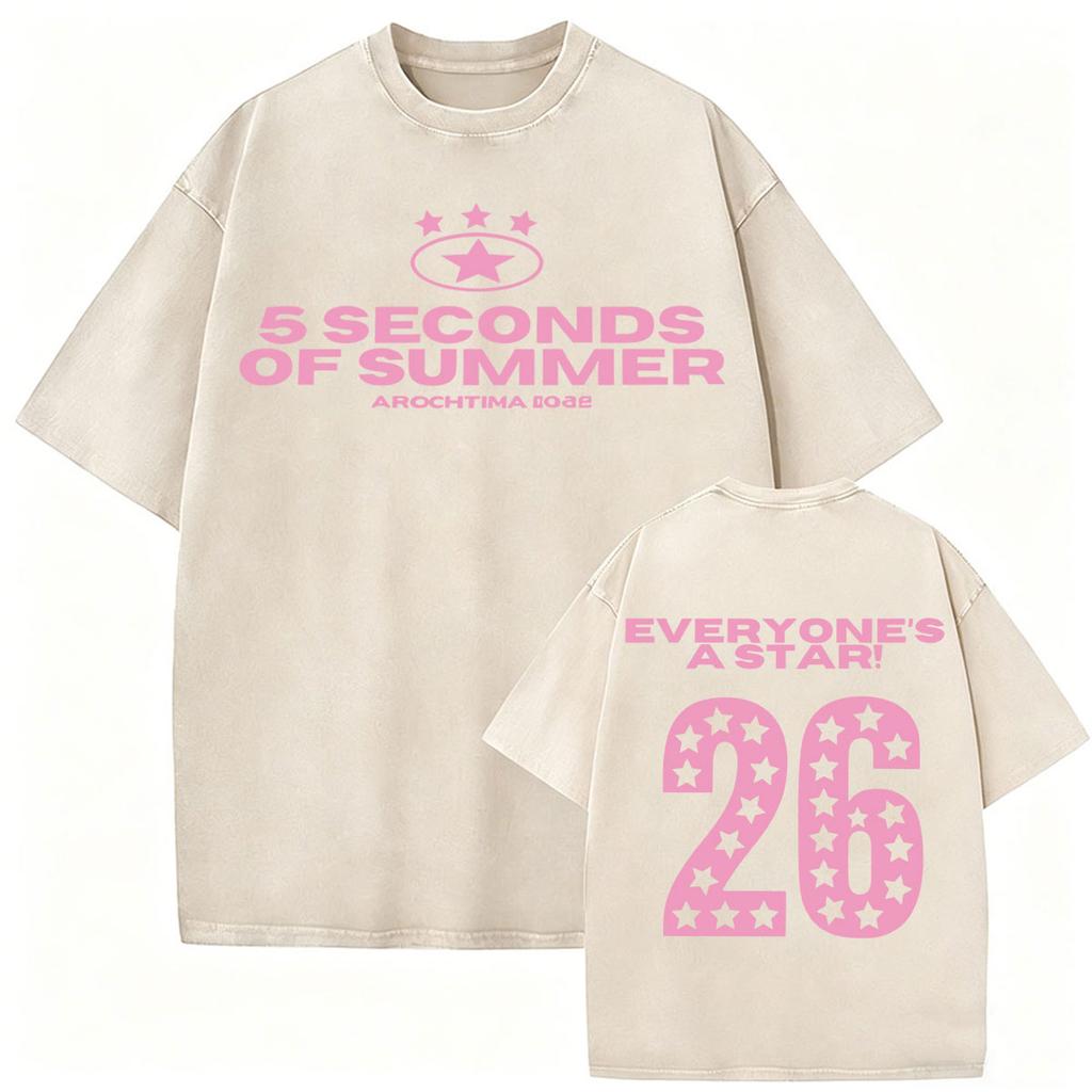 Seconds of Summer Everyones A Star World Tour  Vintage Washed Tshirt Men Women Fashion Harajuku Casual Oversized T Shirt