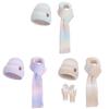 Knitted Hat Scarf Gloves Threepiece Winter Warmth Set For Ladies With Wind Resistance