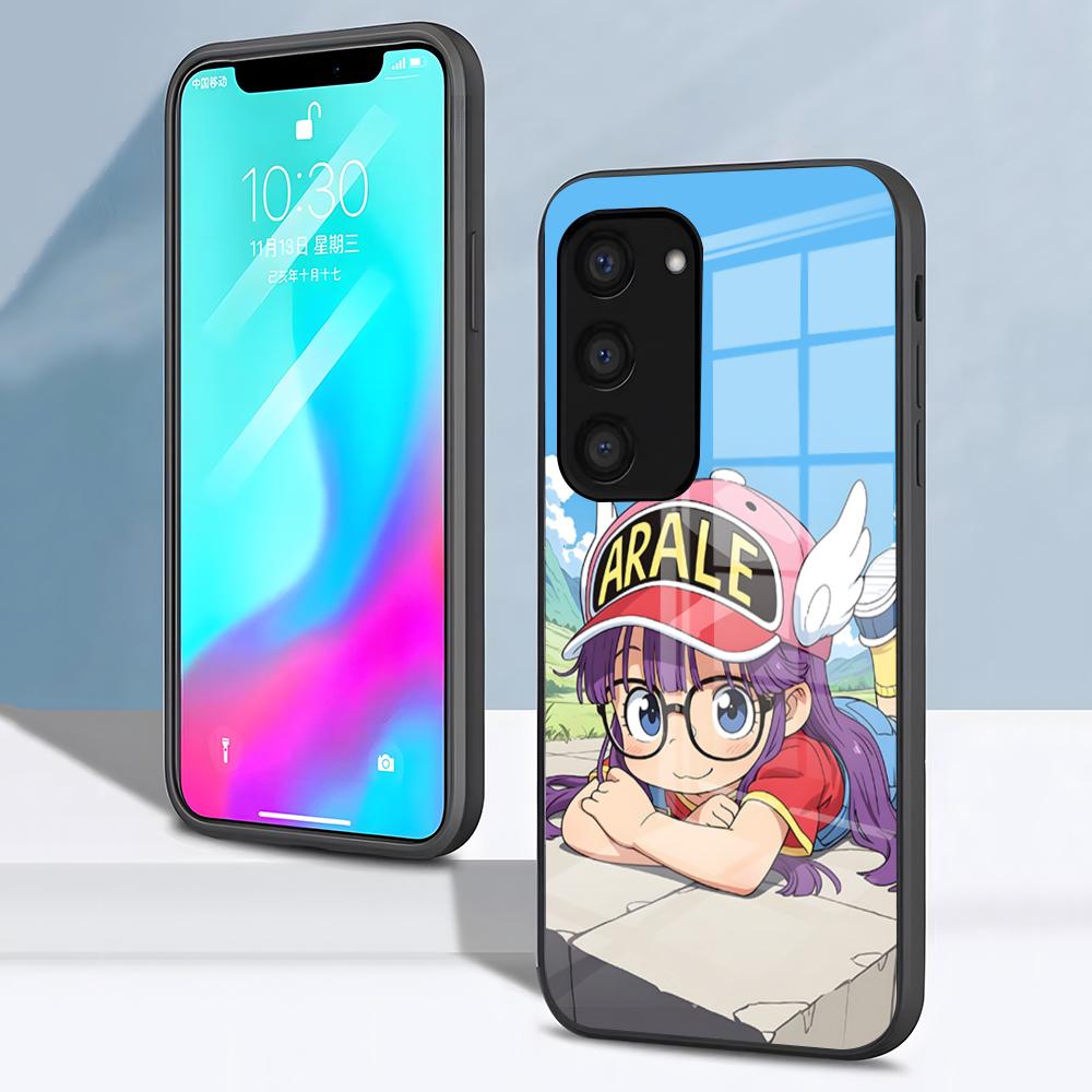 

Чехол для телефона Dr-SlumpS-AraleS для Samsung S26 S25 S24 FE S23 S22 S21 Plus S20 Ultra Note20Ultra Черная стеклянная крышка Galaxy S24