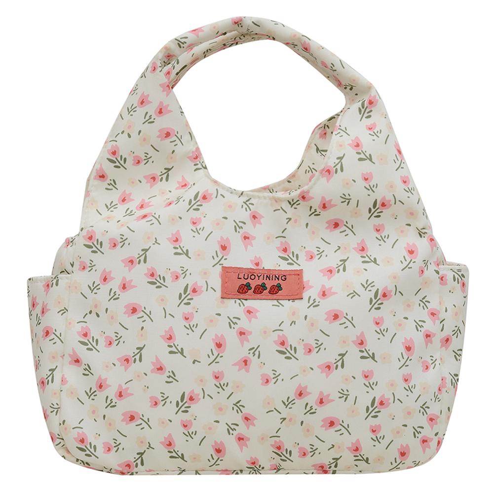 Lunchtasche für Frauen Männer Niedliche Blumen-Lunch-Tragetasche Wiederverwendbare Lunchbox Reißverschluss-Lunchbehälter für Zuhause Schule Büro Outdoor-Gebrauch