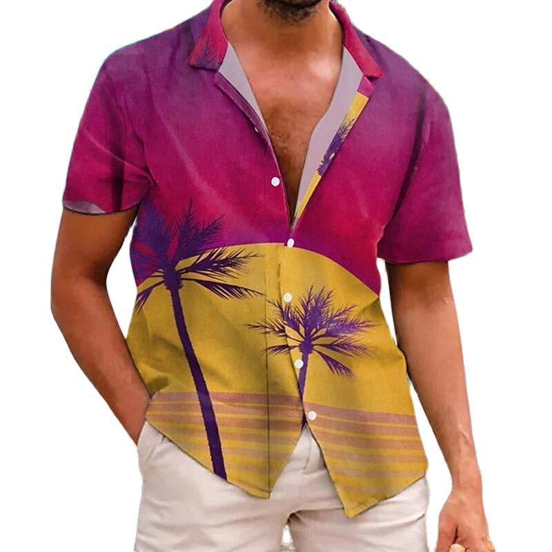 Pánská košile s potiskem mořských zvířat, oblečení na pláž, dovolenou, havajská košile, jednořadá, volnočasová klopa, módní top s krátkým rukávem