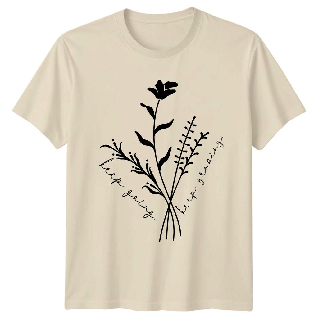 Keep Going Keep Growing Floral TShirt Inspirational Wellness Botanical