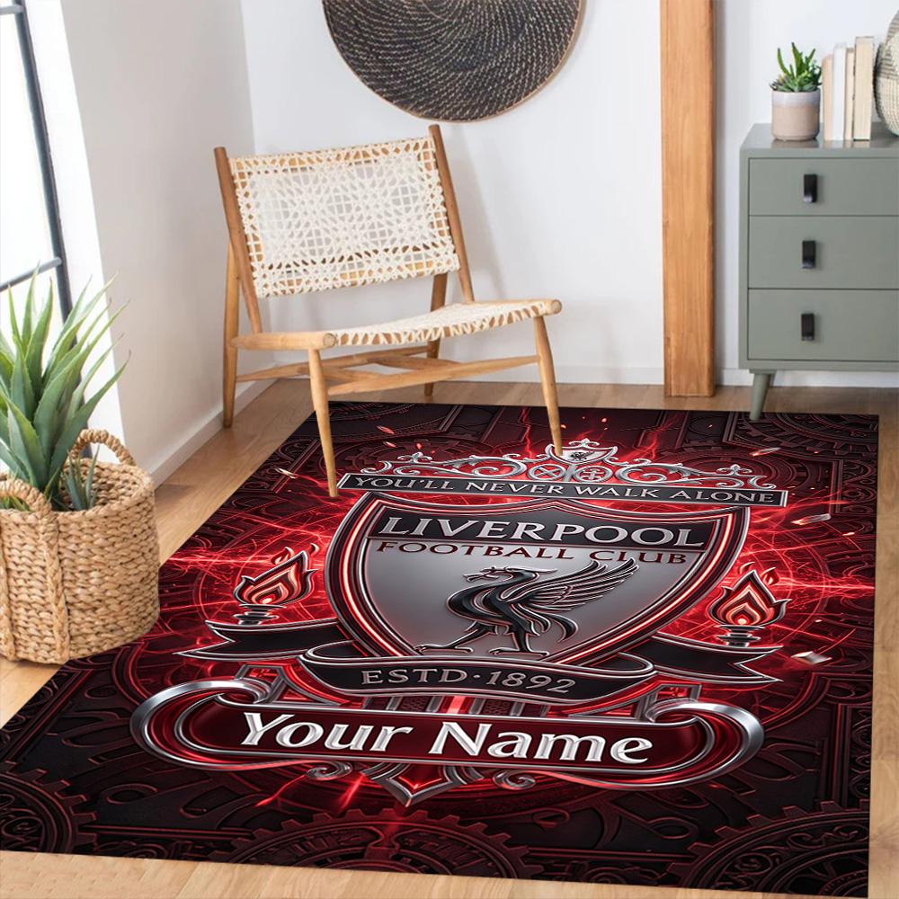 Liverpool Fc Customized Name Area Rug Suitable For Outdoor Balcony Hallway Foyer Antislip Carpet Decorate Offices Perfect Birthdaychristmas Gift Idea