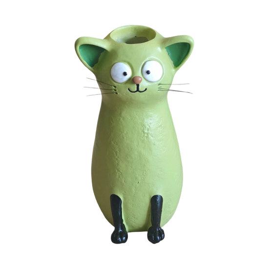 Cat Vase for Flowers, Quirky Cat Flower Vase for Desk Decoration and Bookshelf Display, 3D Decorative Vases for Home Office Styling and Gift Giving,