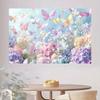 Pastel Butterfly Hydrangea Floral Photography Backdrop for Birthday Party