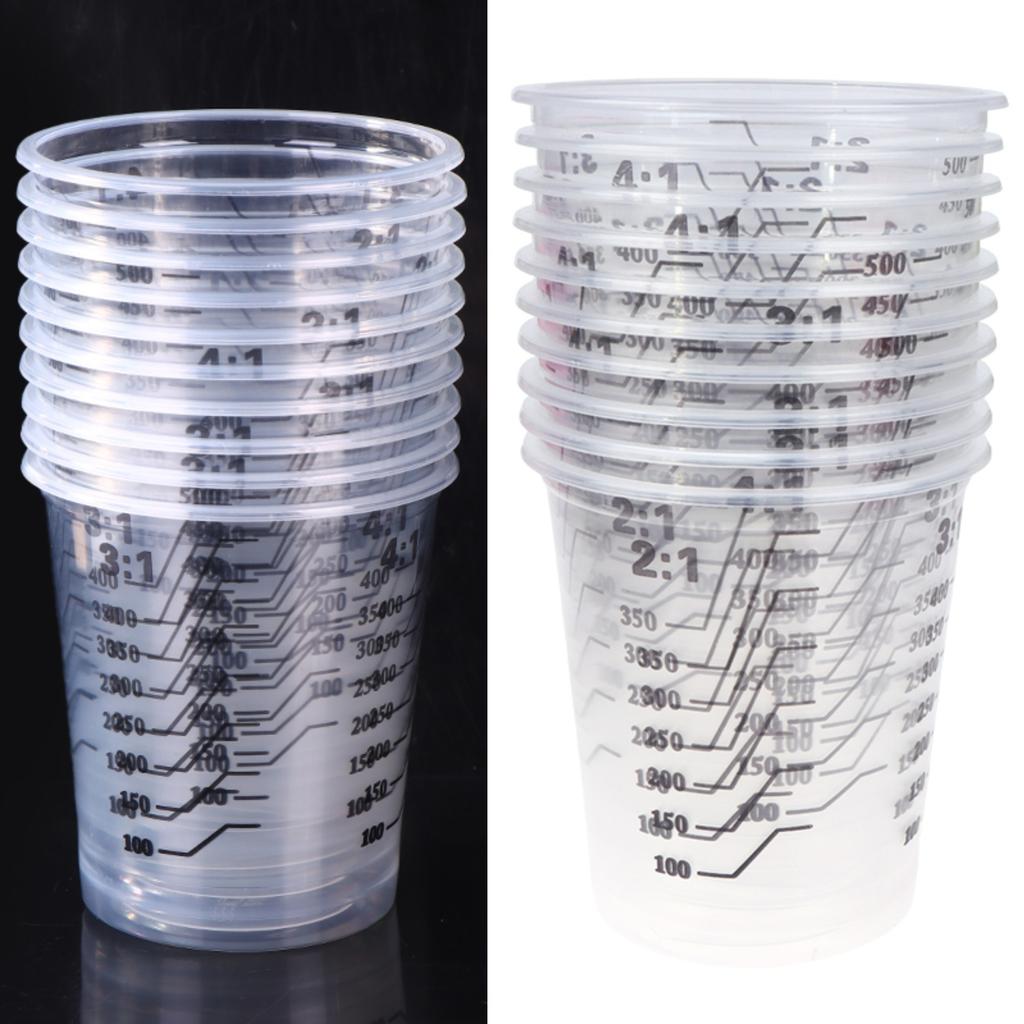 Construction Painting Tool Transparent Disposable Plastic Paint Mixing Cups 500ml Mixing Pot Paint Mixing Calibrated Cup