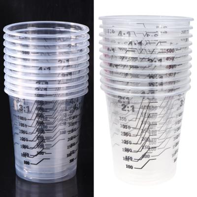 Construction Painting Tool Transparent Disposable Plastic Paint Mixing Cups 500ml Mixing Pot Paint Mixing Calibrated Cup