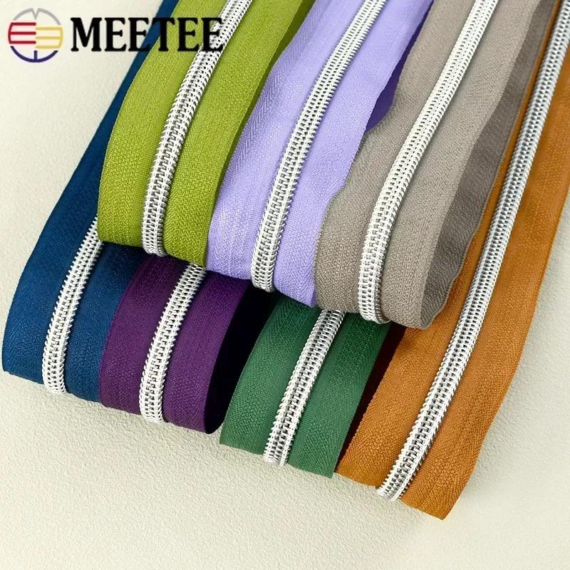 Meetee 1-10M 5# Nylon Zippers for Bag Shoes Garment Plasic Roll Zipper By The Meter Decor Zips Repair Kit DIY Sewing Accessories