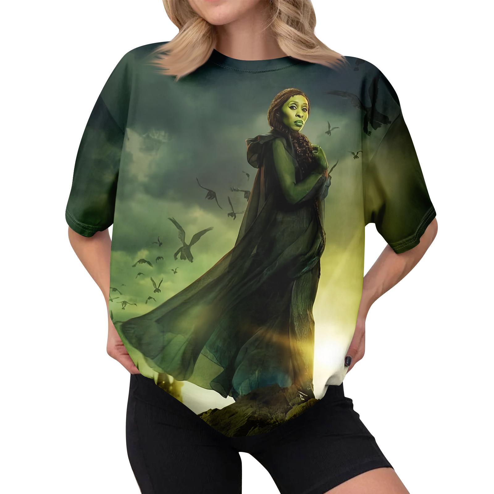 

Women s Casual Printed T-shirt Round Neck Pullover Short Sleeve Top S чёрный