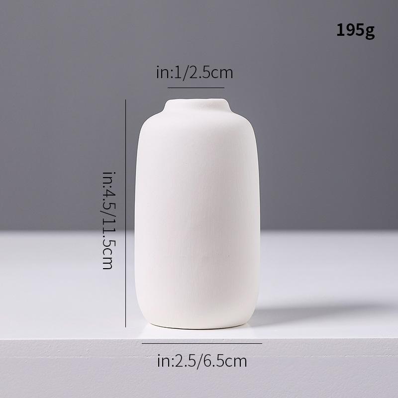 White Ceramic Mini Vase, Chinese Minimalist Desktop Hydroponic Pot for Dried Flowers, Aesthetic