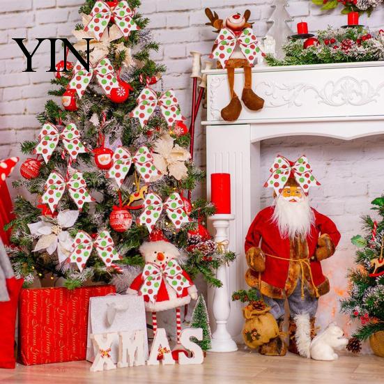 Holiday Tree Embellishments 2Pcs Christmas Polka Dot Bow Decor, European Style Ribbon Ornament for Durable Cloth Bows Crafts Gift Box Wreath, Festive