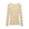 European and American Style French Women's Clothing Fashion Versatile Temperament Casual Flower Print Knitted Top 2893