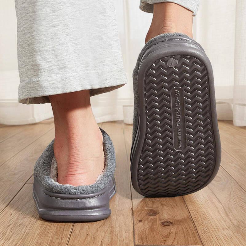 Pánské plyšové pantofle na platformě s polstrováním z paměťové pěny - Hřejivé zimní podšívkované domácí boty s protiskluzovou TPR podrážkou pro teplo uvnitř i venku