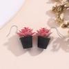 Adorable Resin Succulent Potted Plant Small Pendants Earrings Versatile Charm Ear Jewelry for Fashionable Individuals