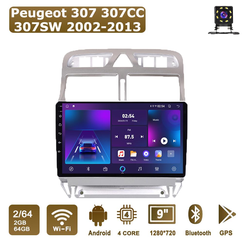 

Android Car-Play Car Radio For Peugeot 307 307CC 307SW 2002-2013 Multimedia Player Head Unit Stereo GPS Navigation BT WIFI,2+64GB чёрный