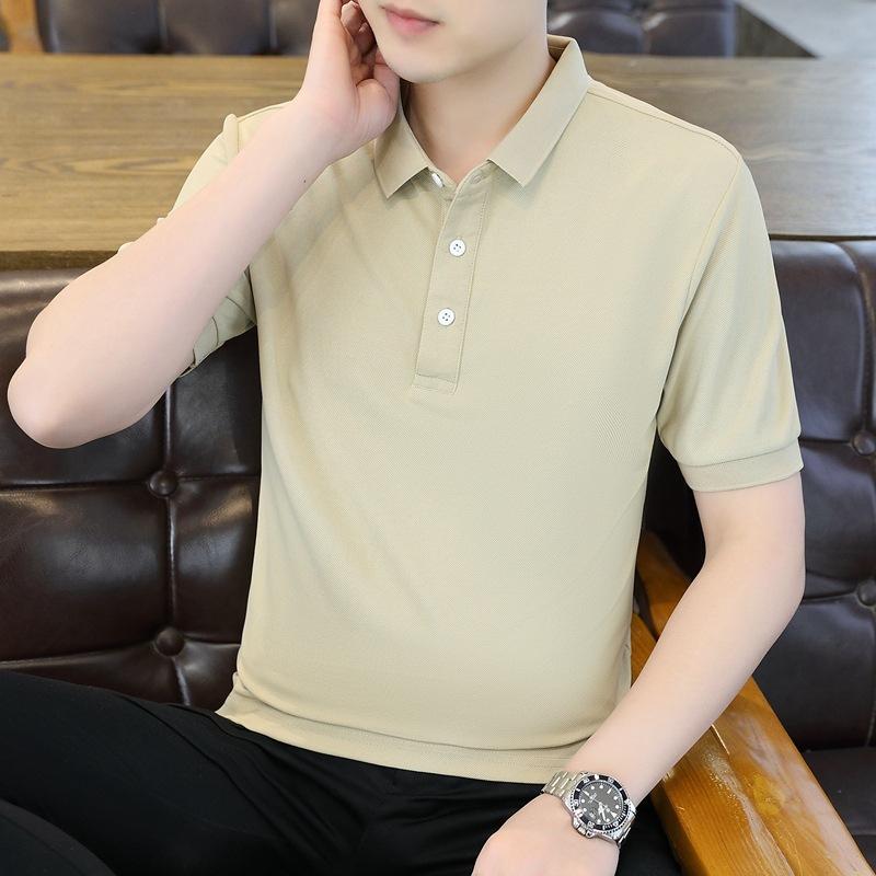 Ice Silk Short Sleeve Men'S T-Shirt Polo Shirt New Casual Shirt Men'S Group Lapel T-Shirt Workwear