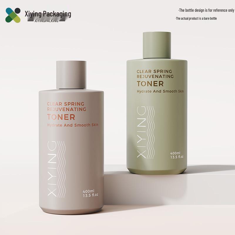 

400ml Refillable PET Plastic Cosmetic Toner Bottle Transparent Green with Black Cap; 400ml