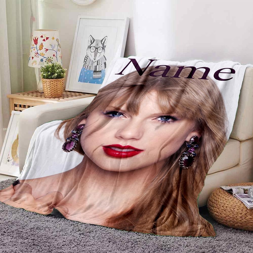 Custom Name Taylor Theme Printed Blanket Perfect For Couch Bed Travel Outdoor Use Machine Washable Cozy Durable