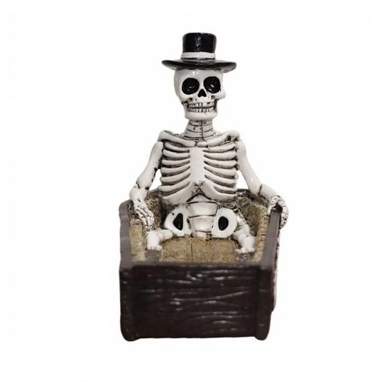 Halloween Skull Ornament Resin Printed Figure Portable Skeleton Shape 3D Desktop Skull Figurine A