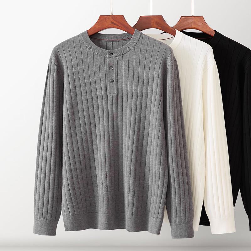 Jinju Men's Solid Color Wool Blend Knit Sweater