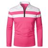 Men's Long Sleeve Striped Polo Shirts 1/4 Zip Cotton Patchwork Collared Shirt Casual Fashion Pullover Slim Fit Golf Shirt