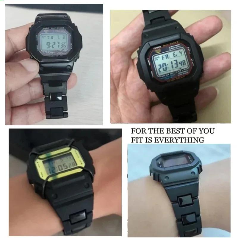 Černý řemínek 16mm Pro hodinky Casio Lehký kompozitní plastová ocel Dw5600 Dvojitá přezka DW-6900/GW-M5610 B500 Řemínek