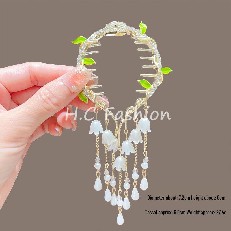 Elegant Lily of the Valley Tassel Hairpin: Timeless Updo Clip for a Refined Look