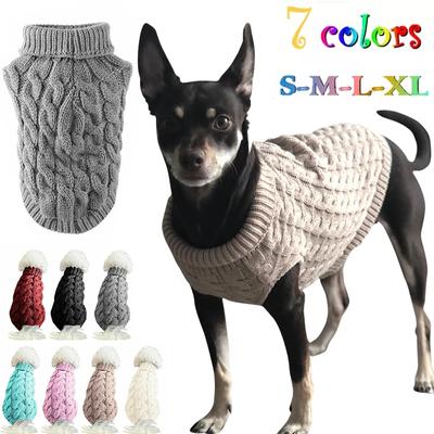 Maglione caldo per cani e gatti, vestito in lana, abbigliamento invernale in maglia, costume per cuccioli e gatti, per cani di piccola taglia, chihuahua e carlini
