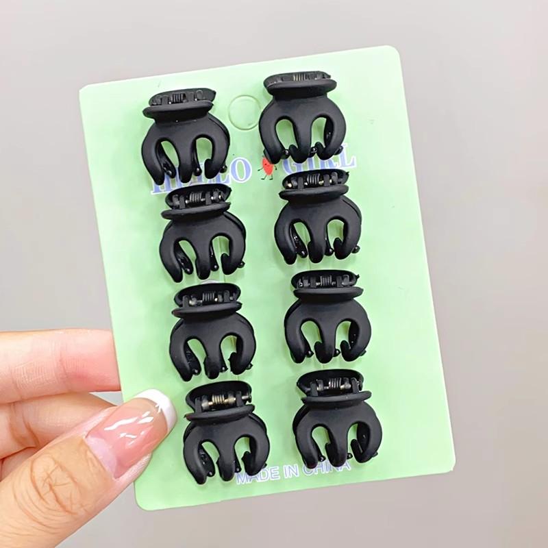 8pcs/set Black Colorful Geometric Plastic Small Hair Claws For Sweet Girls Mini Hair Clips Hairpin Kids Lovely Hair Accessories