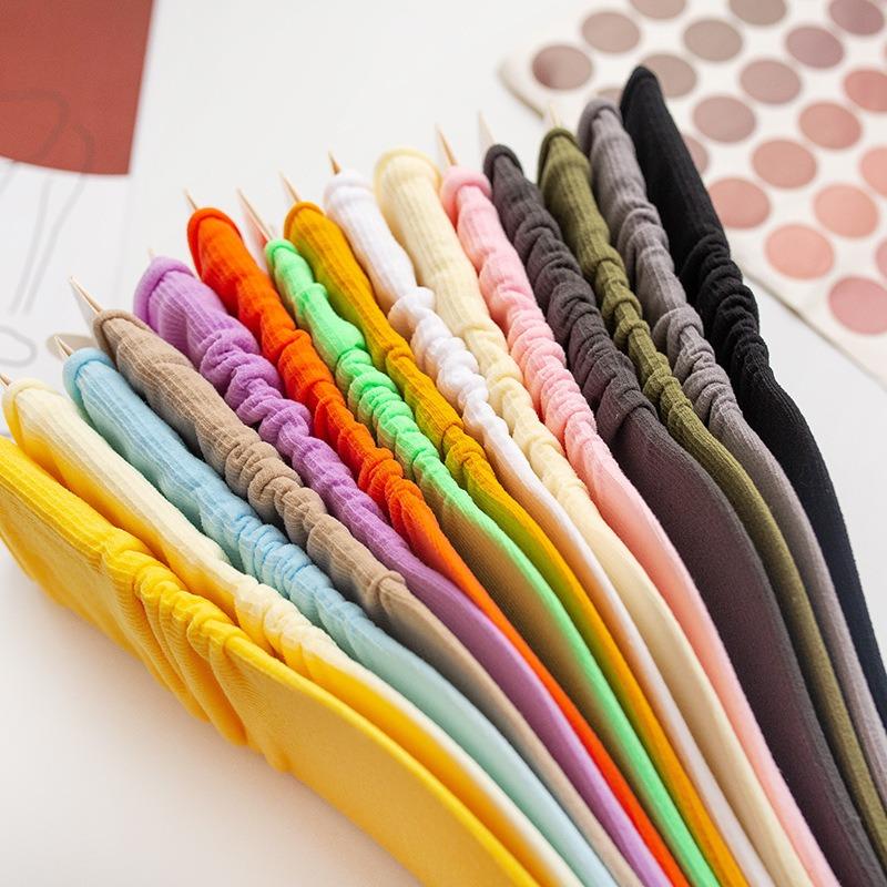 Female Spring and Summer Thin Pure Color Cool Breathable Comfortable Tube Stack Socks