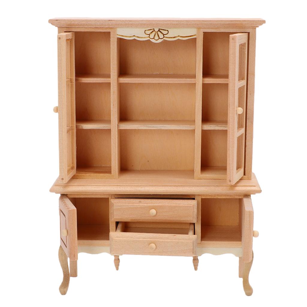 1:12 Scale Dollhouse Miniature Cabinet Wooden Unpainted Miniature Cupboard with Drawers