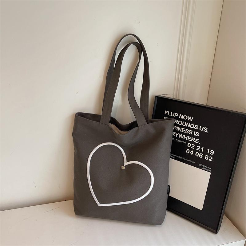 Love Canvas Bag Women's Large Capacity Tote Bag Commuter Underarm Bag