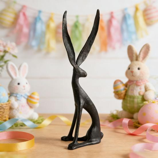 Harpiks Kaninfigur Moderne Stående Kaninstatue Innendørs Påske Bordplate Skulptur for Skrivebord Skap Bokhylle Benkeplate Hjemmebar Kontor Dekor